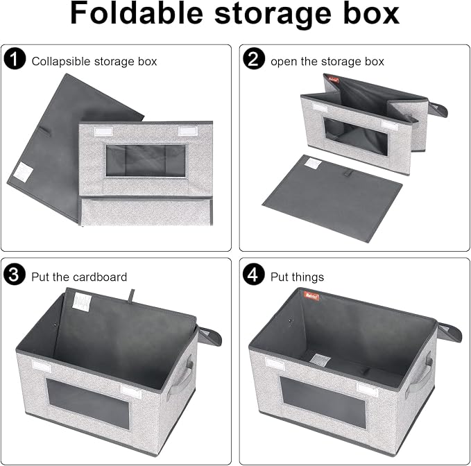 Univivi [4-Pack Fabric Storage Boxes Collapsible Storage Bins - Image 6