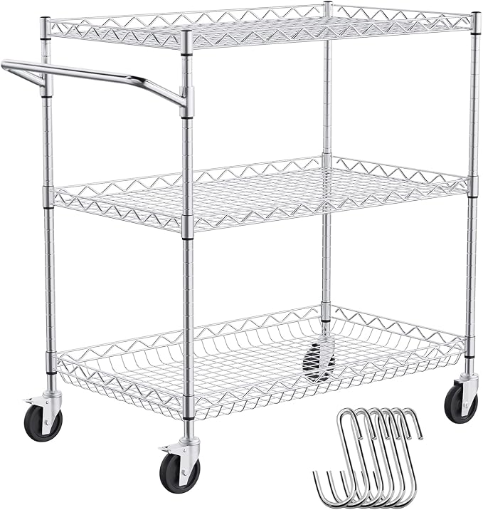 VEVOR Kitchen Utility Cart, 3 Tiers, Wire Rolling Table by VEVOR