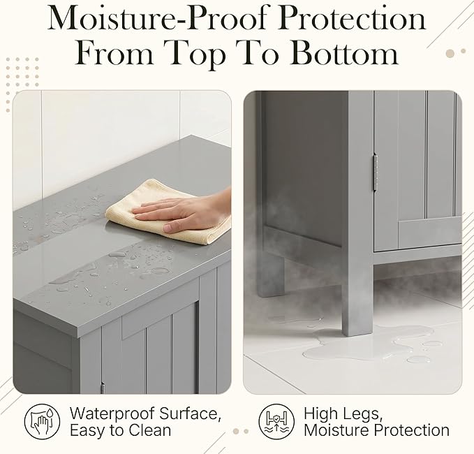 SUPER DEAL Modern Bathroom Floor Storage Cabinet - Image 6