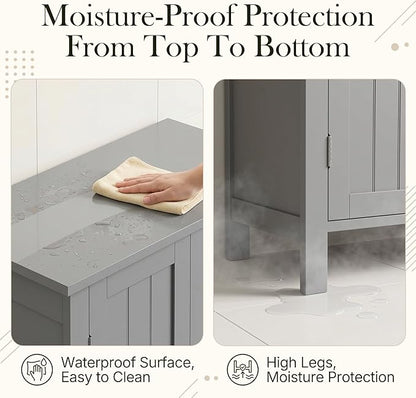 SUPER DEAL Modern Bathroom Floor Storage Cabinet - Image 6