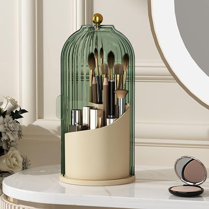 Makeup Brush Holder with Lid 360 Rotating Clear Dustproof Make Up Organizers by YOOLENS