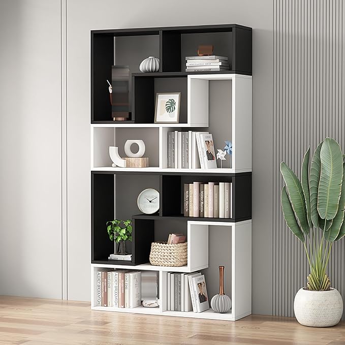 Expandable Bookcase with Adjustable Width, Wooden Room Divider Bookshelf by Unknown