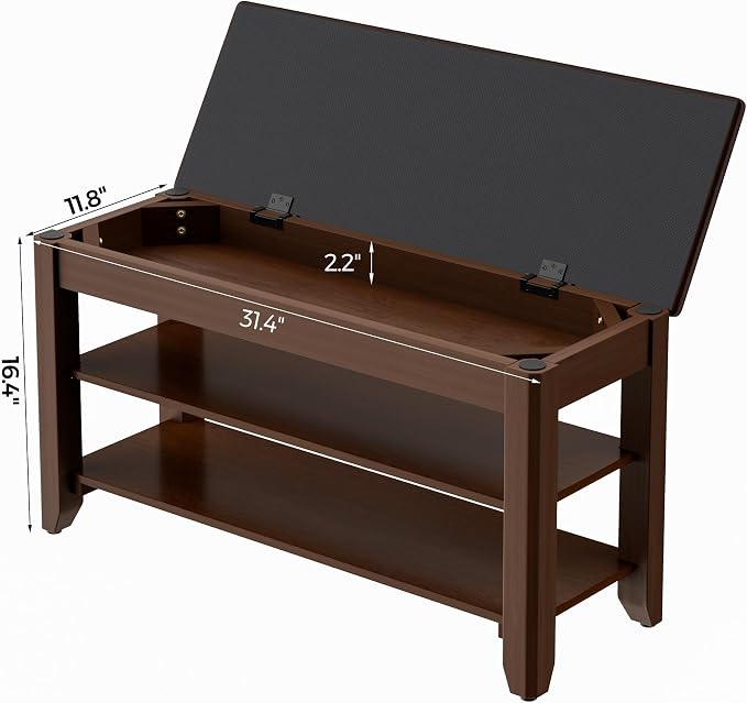 Homleke 2-Tier Solid Wood Shoe Rack Bench - Image 2