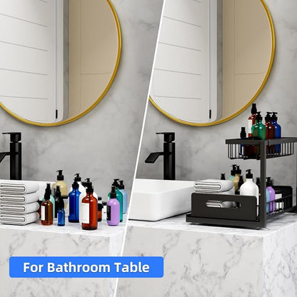 2-Tier Under Sink Slide Out Organizer, Pull Out Cabinet Storage Shelf - Image 4