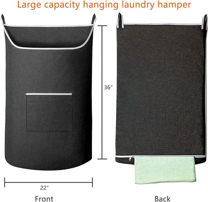 SAVERHO Black Hanging Laundry Hamper Bag, XL Door Hanging Hamper - Image 2