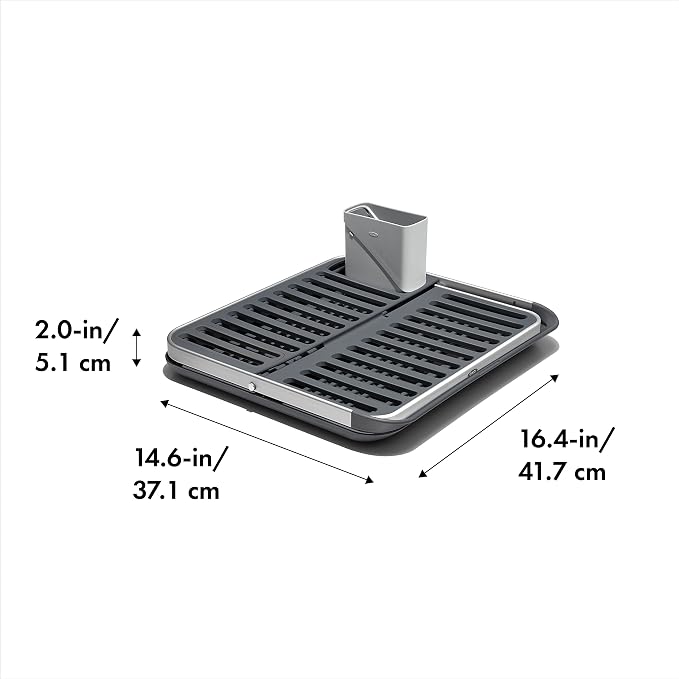 OXO Good Grips Aluminum Fold Flat Dish Drying Rack, - Image 6