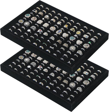 Byken 2 Pcs Ring Organizer Dish Tray, Stackable Jewelry Organizer Trays by ByKenJewelry