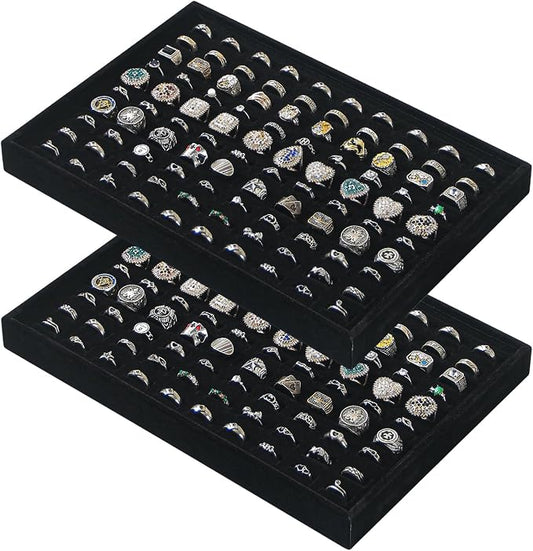 Byken 2 Pcs Ring Organizer Dish Tray, Stackable Jewelry Organizer Trays by ByKenJewelry
