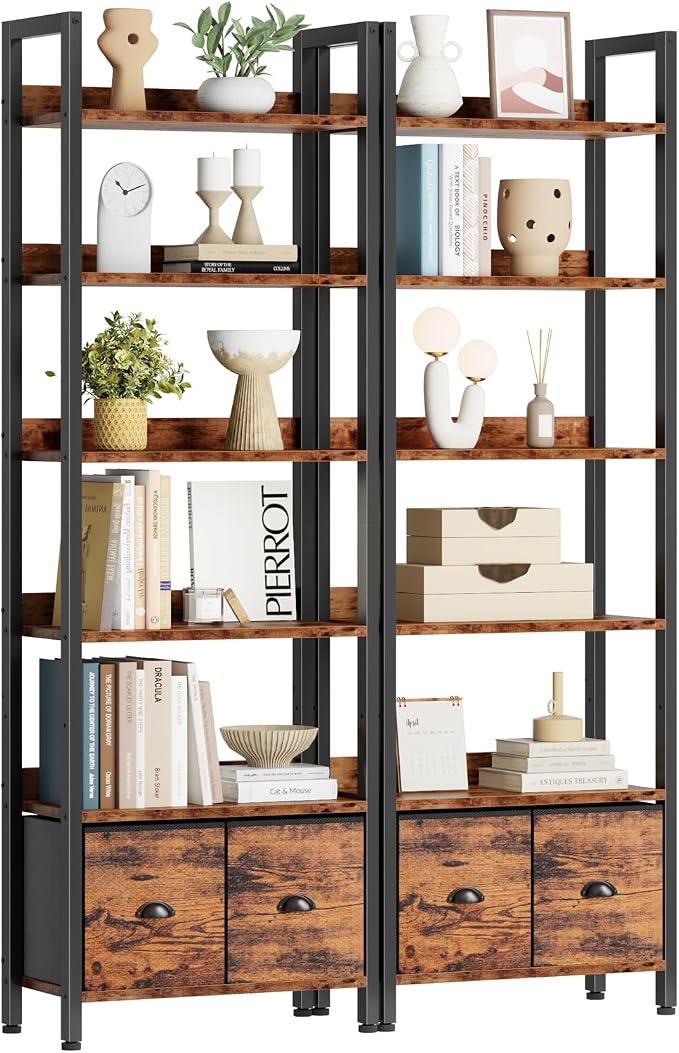 Furologee 6-Tier Bookshelf Set of 2, Tall Bookcase by Furologee