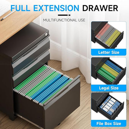 3 Drawer Mobile File Cabinet - Image 6