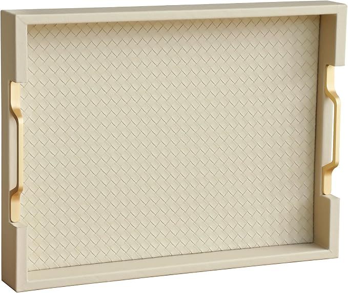 HofferRuffer Faux Leather Rectangle Serving Tray Decor Platter by HofferRuffer