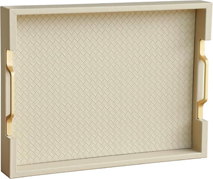 HofferRuffer Faux Leather Rectangle Serving Tray Decor Platter by HofferRuffer
