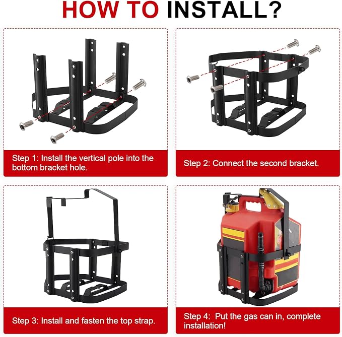 5 Gallon Gas Can Holder, Metal Steel Fuel Container Mount Bracket Compatible - Image 8