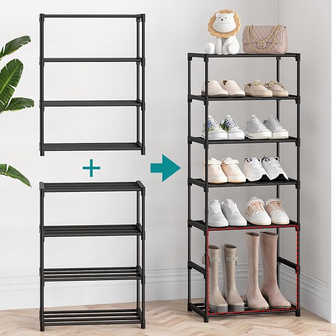 Autonomier 4 Tier Extra Small Shoe Rack, Narrow Stackable Shoe Shelf - Image 5