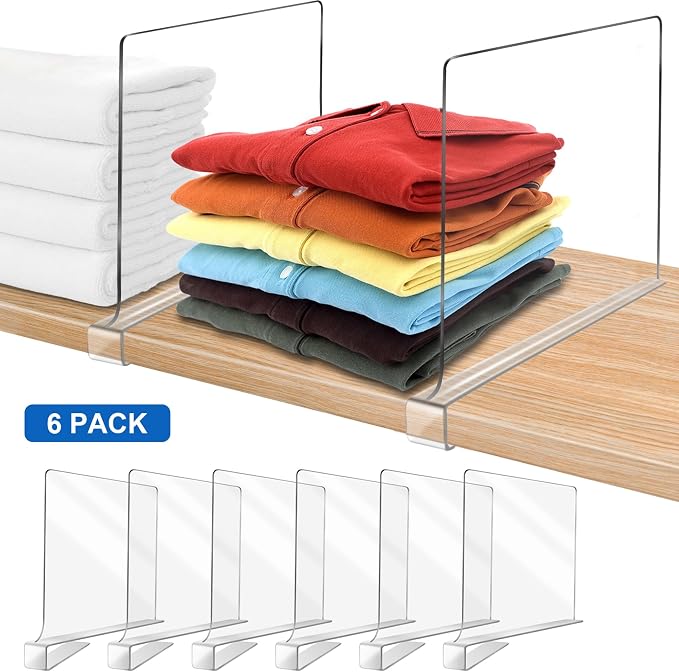 11 Inches Clear Shelf Dividers for Closet Organization and Storage, 6 Pack - Image 9
