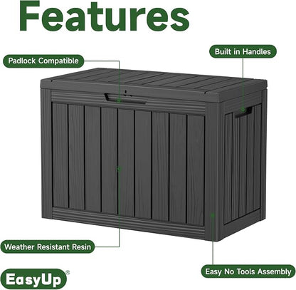 EasyUp 55 Gallon Deck Storage Boxes Outdoor Waterproof, Resin Small Lockable - Image 3