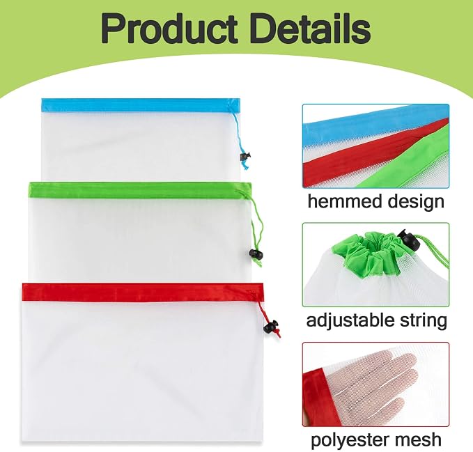 MAQIHAN 12PCS Reusable Produce Bags - Image 3
