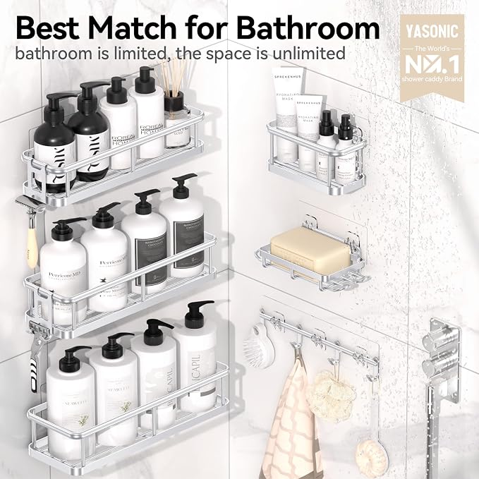 YASONIC Shower Caddy Adhesive, Rustproof Shower Organizer - Image 2