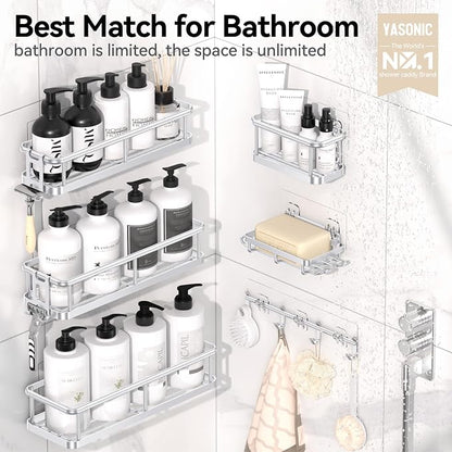 YASONIC Shower Caddy Adhesive, Rustproof Shower Organizer - Image 2