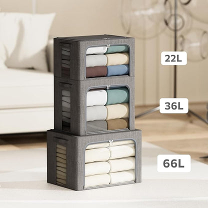 4 Pack Clothes Storage Bins - 36L Stackable Storage Box with Lid，Foldable - Image 5