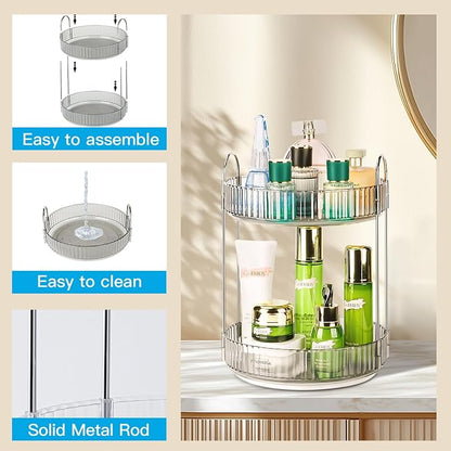 360 Rotating Makeup Organizer, 2 Tier Lazy Susan Bathroom Counter Organizer - Image 4