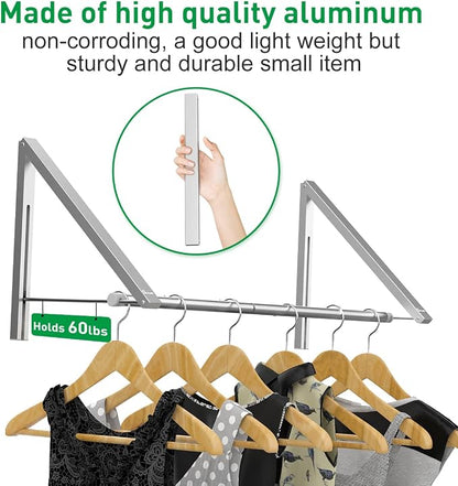 Laundry Room Drying Rack Wall Mounted Clothes Hanger Folding Wall Coat Racks - Image 2