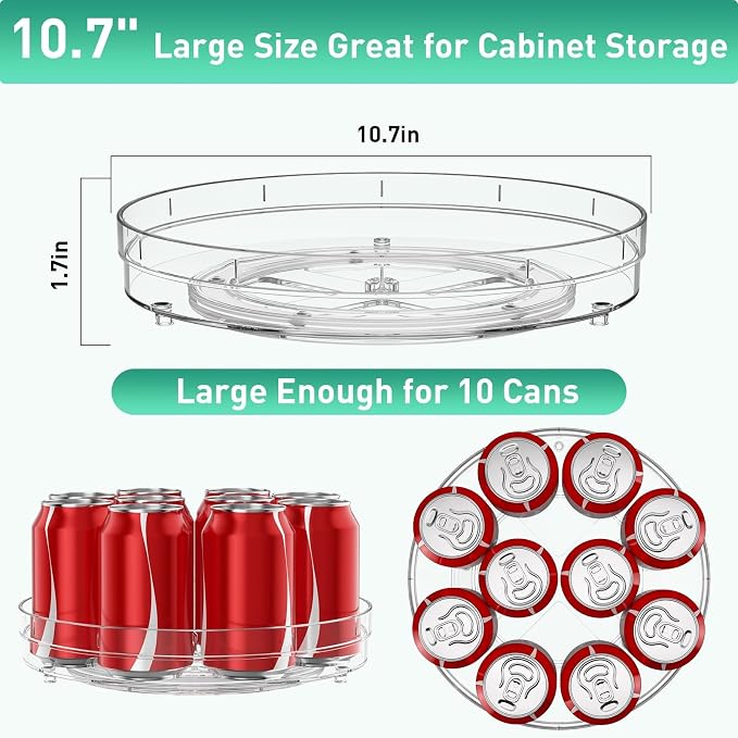Optish 2 Pack Lazy Susan Organizer, 10.7" Lazy Susan Turntable - Image 3