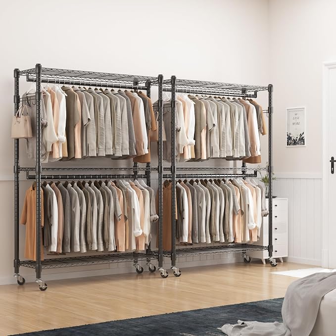 BATHWA Heavy Duty Garment Rack on Wheels, Rolling Clothes Racks - Image 6