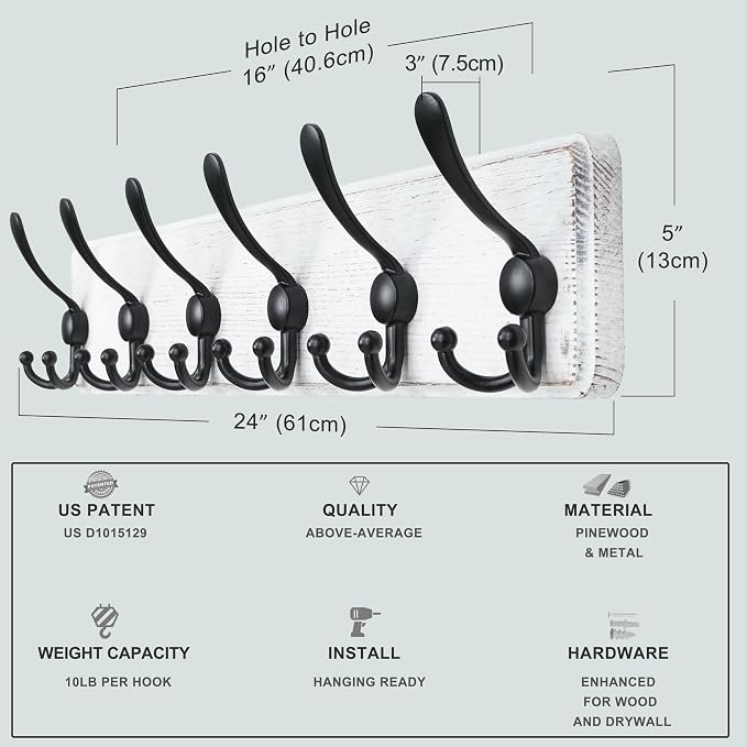 Dseap Coat Rack Wall Mounted - Image 6