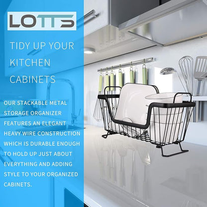 LOTTS Stackable Wire Basket, Metal Pantry Basket, Storage Organizer Bin - Image 5