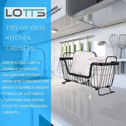 LOTTS Stackable wire basket for pantry, Metal Pantry basket, Storage Organizer - Image 5