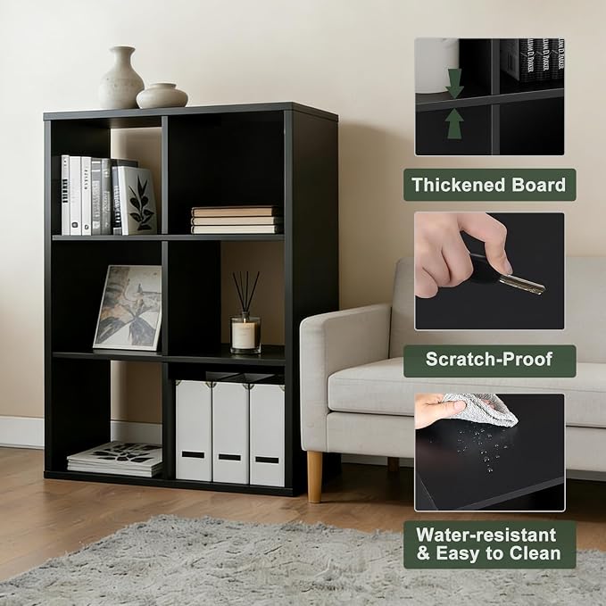 6 Cube Storage Organizer Shelf, Open Cube Bookshelf, Reversible Bookcase - Image 4