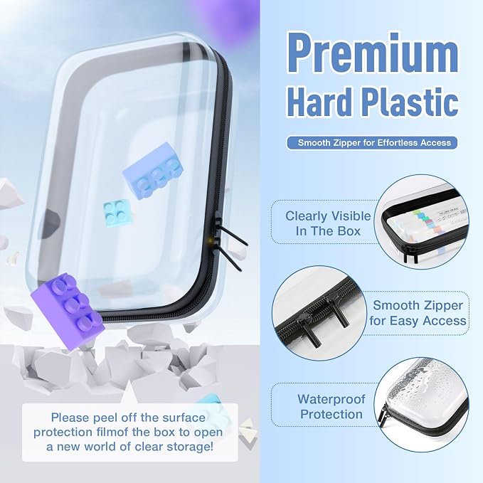4 Pcs Storage Bins Clear Hard Shell Zipper Case Multi-Purpose Transparent - Image 3