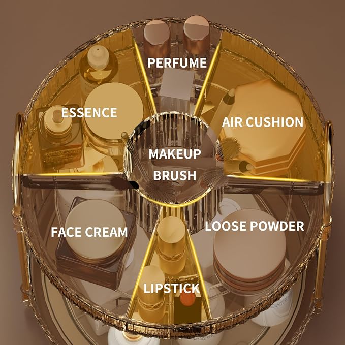 360 Rotating Makeup Organizer for Vanity 2 Tier Lazy Susan Bathroom Countertop - Image 3