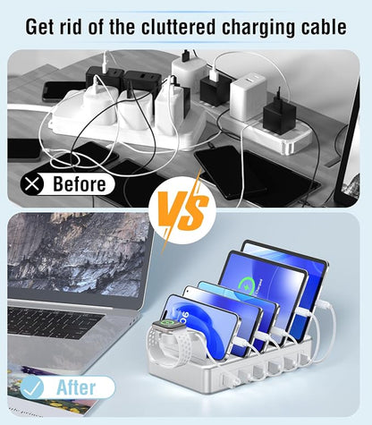 Charging Station for Multiple Devices Apple, 50W 6 Port&6 Cables Charging - Image 5