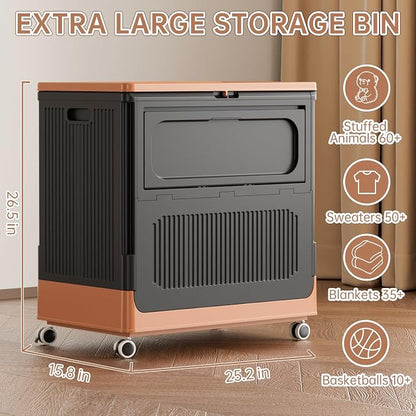 HAIXIN Large Storage Bin with Lid - 130QT Flip-top Storage Container with - Image 8