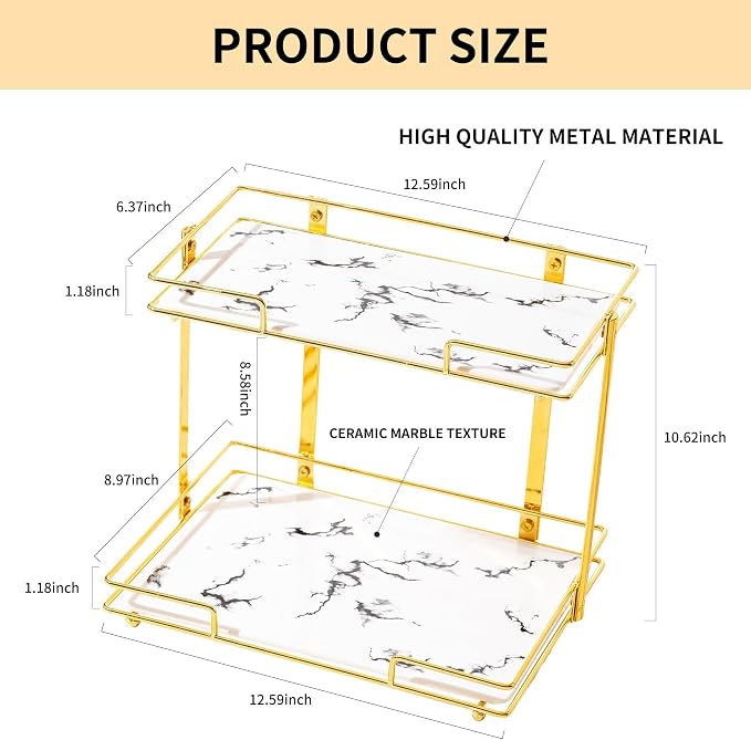 2 Tier Bathroom Cabinet Countertop Organizer Perfume Lipstick Makeup Organizer - Image 2