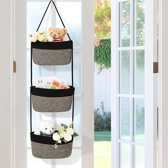 Hanging Basket, 3-Tier Woven Wall Basket - Image 2