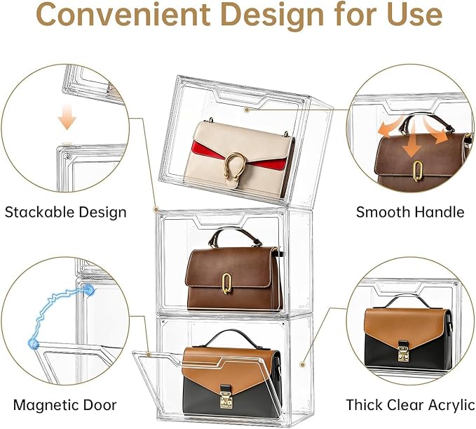 Purse Organizer for Closet, Purse Storage Box - Image 4