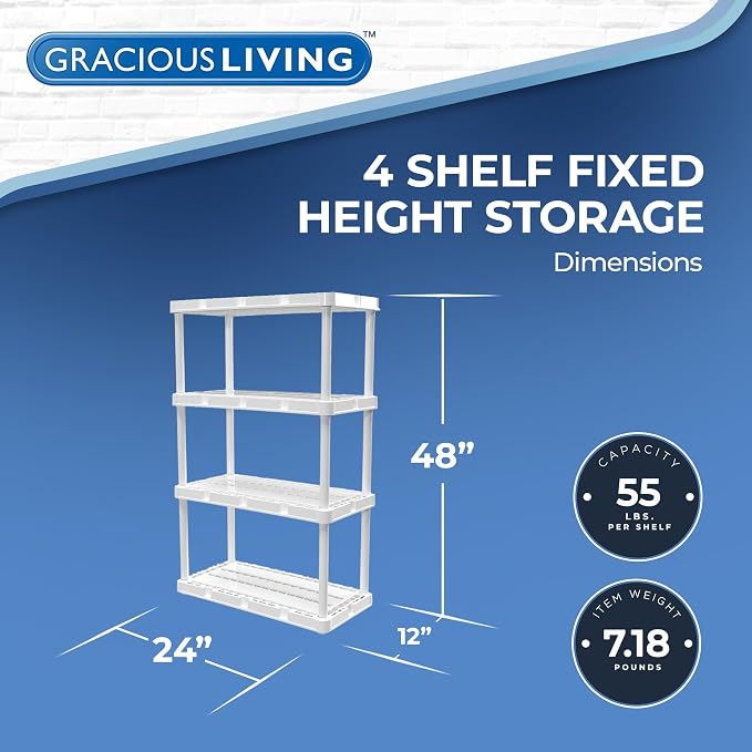 Gracious Living XL Heavy-Duty Storage Shelves, Knect-A-Shelf 4-Shelf Ventilated - Image 3