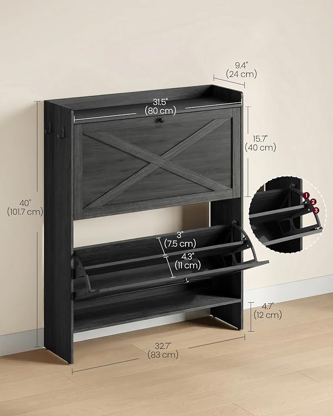 VASAGLE Shoe Storage Cabinet Organizer - Image 2