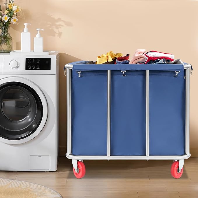 Commercial Laundry Cart with Wheels, Laundry Hamper Cart, Heavy Duty Rolling - Image 4