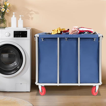 Commercial Laundry Cart with Wheels, Laundry Hamper Cart, Heavy Duty Rolling - Image 4