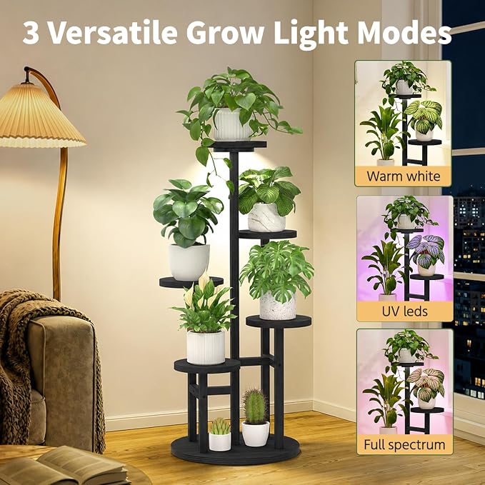 LASZOLA 5 Tiered Wood Plant Stand Indoor Corner - Image 6