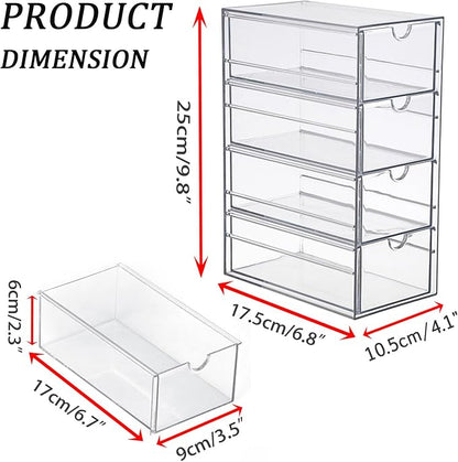 Hipiwe Plastic Drawer Organizer Clear Hair Accessories Organizer Box - Image 3