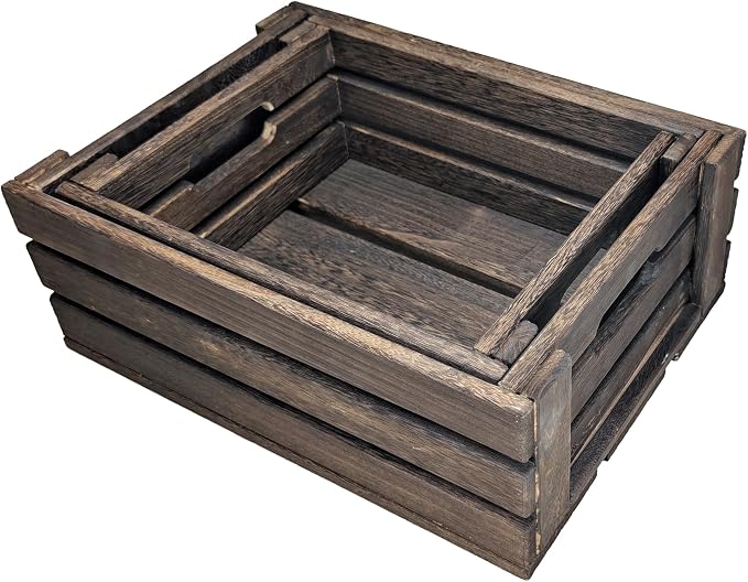 ARTAWEIN Rustic Vintage Finished Wooden Crate - Image 3