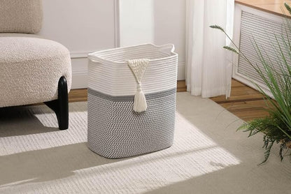 Tall Laundry Basket With Handles, Woven Cotton Rope Big Laundry Hamper Sorters - Image 3