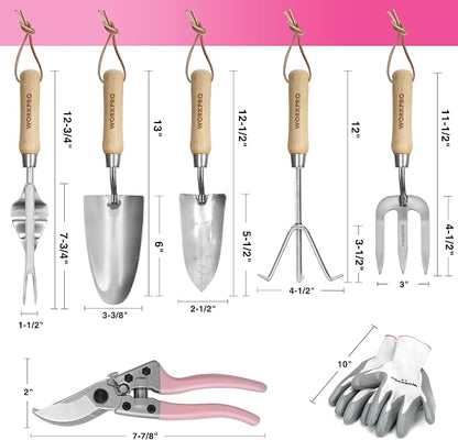 WORKPRO 8-Piece Pink Garden Tool Set, Stainless Steel Gardening Tools - Image 3
