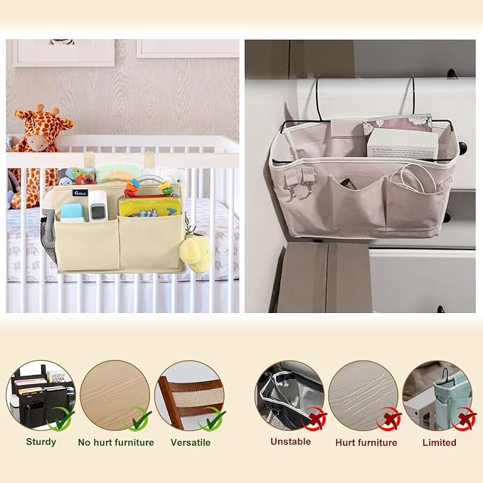 Surblue Bedside Caddy Hanging Organizer Storage Bag Pocket - Image 3