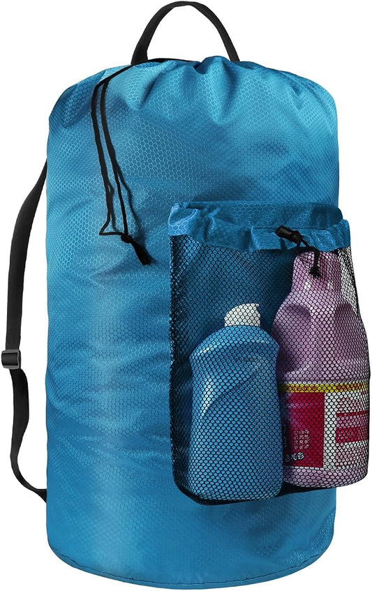 Laundry Bag with Shoulder Straps and Mesh Pocket Laundry Backpack Large by CATOTEL